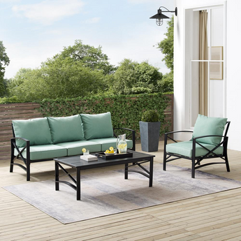Kaplan 3Pc Outdoor Sofa Set Mist/Oil Rubbed Bronze - Sofa, Arm Chair, & Coffee Table