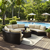 Catalina 6Pc Outdoor Wicker Sectional Set Sand/Brown