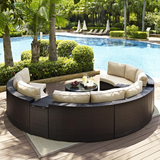 Catalina 6Pc Outdoor Wicker Sectional Set Sand/Brown