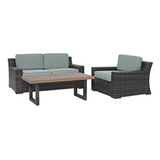 Beaufort 3Pc Outdoor Wicker Conversation Set Mist/Brown - Loveseat, Chair , Coffee Table