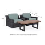 Beaufort 3Pc Outdoor Wicker Chat Set Mist/Brown - 2 Chairs, Coffee Table