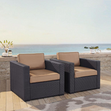 Biscayne 2Pc Outdoor Wicker Chair Set Mocha/Brown - 2 Chairs