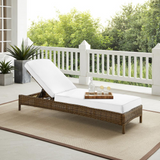 Bradenton Outdoor Wicker Chaise Lounge - Sunbrella White/Weathered Brown
