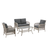 Tribeca 4Pc Outdoor Wicker Conversation Set Charcoal/Gray - Loveseat, Coffee Table, & 2 Armchairs