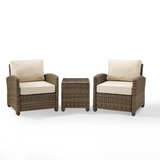 Bradenton 3Pc Outdoor Wicker Conversation Set Sand/Weathered Brown - 2 Arm Chairs, Side Table