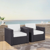 Biscayne 2Pc Outdoor Wicker Chair Set White/Brown - 2 Chairs