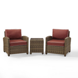 Bradenton 3Pc Outdoor Wicker Conversation Set Sangria/Weathered Brown - 2 Arm Chairs, Side Table