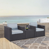 Biscayne 3Pc Outdoor Wicker Chat Set Mist/Brown - 2 Chairs, Coffee Table
