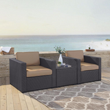 Biscayne 3Pc Outdoor Wicker Chat Set Mocha/Brown - 2 Chairs, Coffee Table