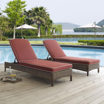 Bradenton Outdoor Wicker Chaise Lounge Sangria/Weathered Brown