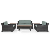 Beaufort 6Pc Outdoor Wicker Conversation Set Mist/Brown - Loveseat, 2 Chairs, 2 Side Tables, Coffee Table