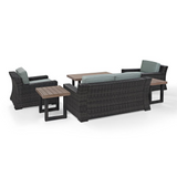 Beaufort 6Pc Outdoor Wicker Conversation Set Mist/Brown - Loveseat, 2 Chairs, 2 Side Tables, Coffee Table