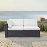 Biscayne Outdoor Wicker Sectional Loveseat White/Brown