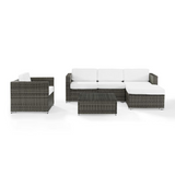 Sea Island 6Pc Outdoor Wicker Sectional Set White/Gray