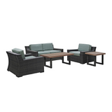 Beaufort 5Pc Outdoor Wicker Conversation Set Mist/Brown - Loveseat, 2 Chairs, Coffee Table, Side Table