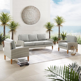 Capella Outdoor Wicker 3Pc Sofa Set Gray/Acorn - Sofa & 2 Armchairs