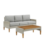 Capella Outdoor Wicker 2Pc Sofa Set Gray/Acorn - Sofa & Coffee Table