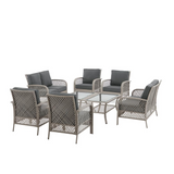 Tribeca 8Pc Outdoor Wicker Conversation Set Charcoal/Gray - 2 Loveseats, 4 Armchairs, & 2 Coffee Tables