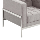 Andre Contemporary Chair In Gray Tweed and Stainless Steel