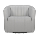 Aries Leather Swivel Barrel Chair, Dove Grey