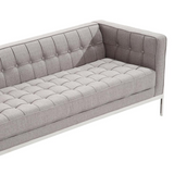 Andre Contemporary Sofa In Gray Tweed and Stainless Steel