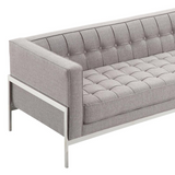 Andre Contemporary Sofa In Gray Tweed and Stainless Steel