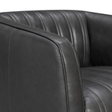 Aries Leather Swivel Barrel Chair, Pewter