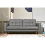 Daeson 86" Mid-Century Modern Leather Square Arm Sofa, Grey Dark