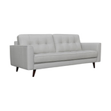 Daeson 86" Mid-Century Modern Leather Square Arm Sofa, Dove Grey