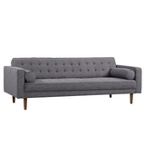 Armen Living Element Mid-Century Modern Sofa in Dark Gray Linen and Walnut Legs