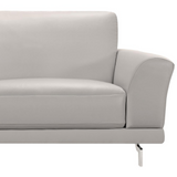 Everly Contemporary Sofa in Genuine Dove Grey Leather with Brushed Stainless Steel Legs
