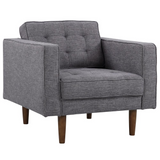 Armen Living Element Mid-Century Modern Chair in Dark Gray Linen and Walnut Legs