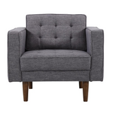 Armen Living Element Mid-Century Modern Chair in Dark Gray Linen and Walnut Legs