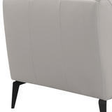 Hope Contemporary Chair in Genuine Dove Grey Leather with Black Metal Legs