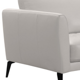 Hope Contemporary Sofa in Genuine Dove Grey Leather with Black Metal Legs
