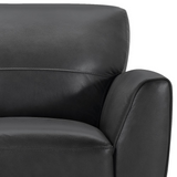 Jedd Contemporary Chair in Genuine Black Leather with Brown Wood Legs