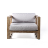 Paradise Outdoor Light Eucalyptus Wood Lounge Chair with Grey Cushions