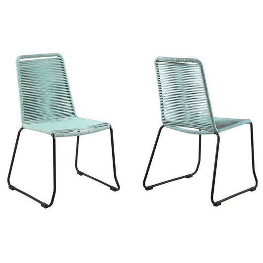 Shasta Outdoor Metal & Rope Stackable Dining Chair- Set of 2