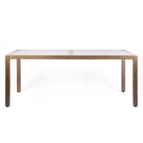 Sienna Outdoor Eucalyptus Dining Table with Teak Finish and Grey Super Stone Top
