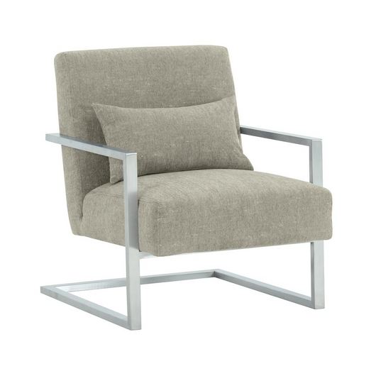 Armen Living Skyline Modern Accent Chair In Gray Linen and Steel