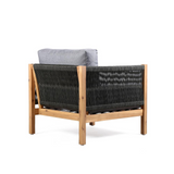 Sienna Outdoor Eucalyptus Lounge Chair in Teak Finish with Grey Cushions