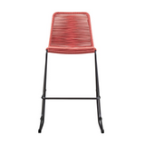 Shasta 26" Outdoor Metal and Brick Red Rope Stackable Counter Stool - Set of 2