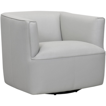 Whitney Swivel Leather Barrel Chair, Dove Grey