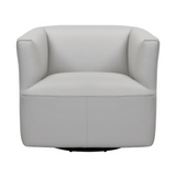 Whitney Swivel Leather Barrel Chair, Dove Grey