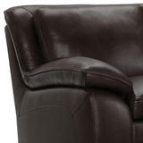 Zanna Contemporary Sofa in Genuine Dark Brown Leather with Brown Wood Legs