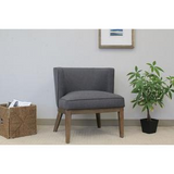 Lorell Linen Fabric Accent Chair - Walnut Wood Frame - Four-legged Base - Gray - Linen - 1 Each