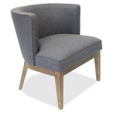 Lorell Linen Fabric Accent Chair - Walnut Wood Frame - Four-legged Base - Gray - Linen - 1 Each