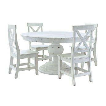 Brixton Calinda Dining 5PC Set- Table & Four Chairs in White