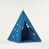 Teepee Play Tent Blue and Fluorescent Stars with Cushion