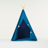 Teepee Play Tent Blue and Fluorescent Stars with Cushion